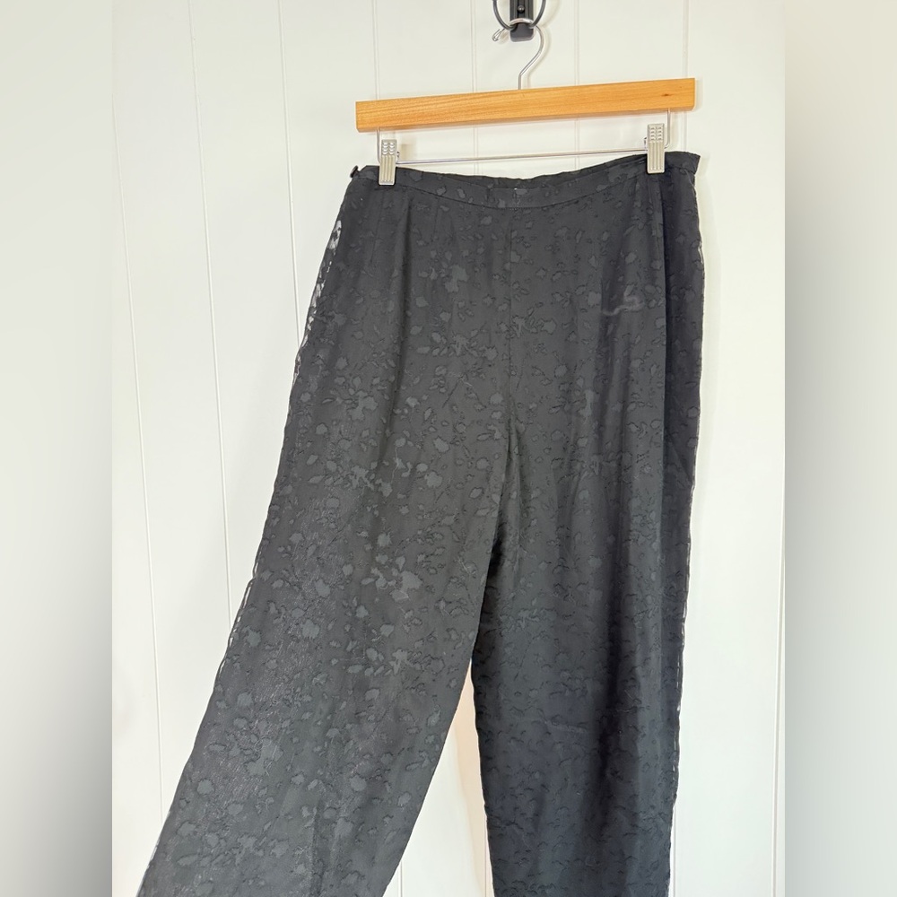Giorgio Armani Sheet Black Patterned Dress Pants Wide Leg High‎ Waisted